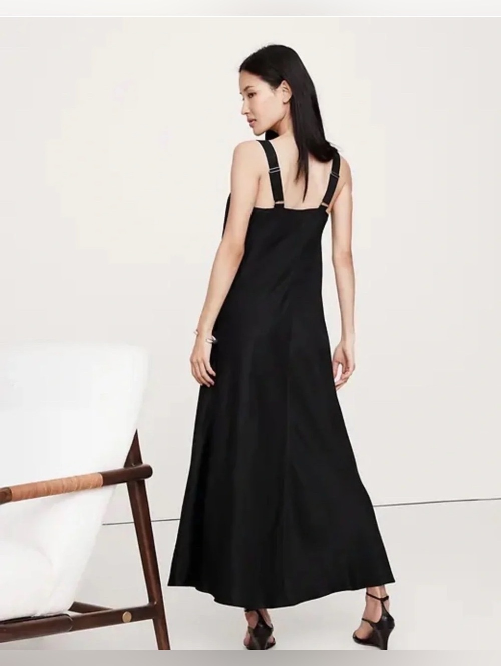 BANANA REPUBLIC DRAPED VISCOSE-LINEN MAXI DRESS